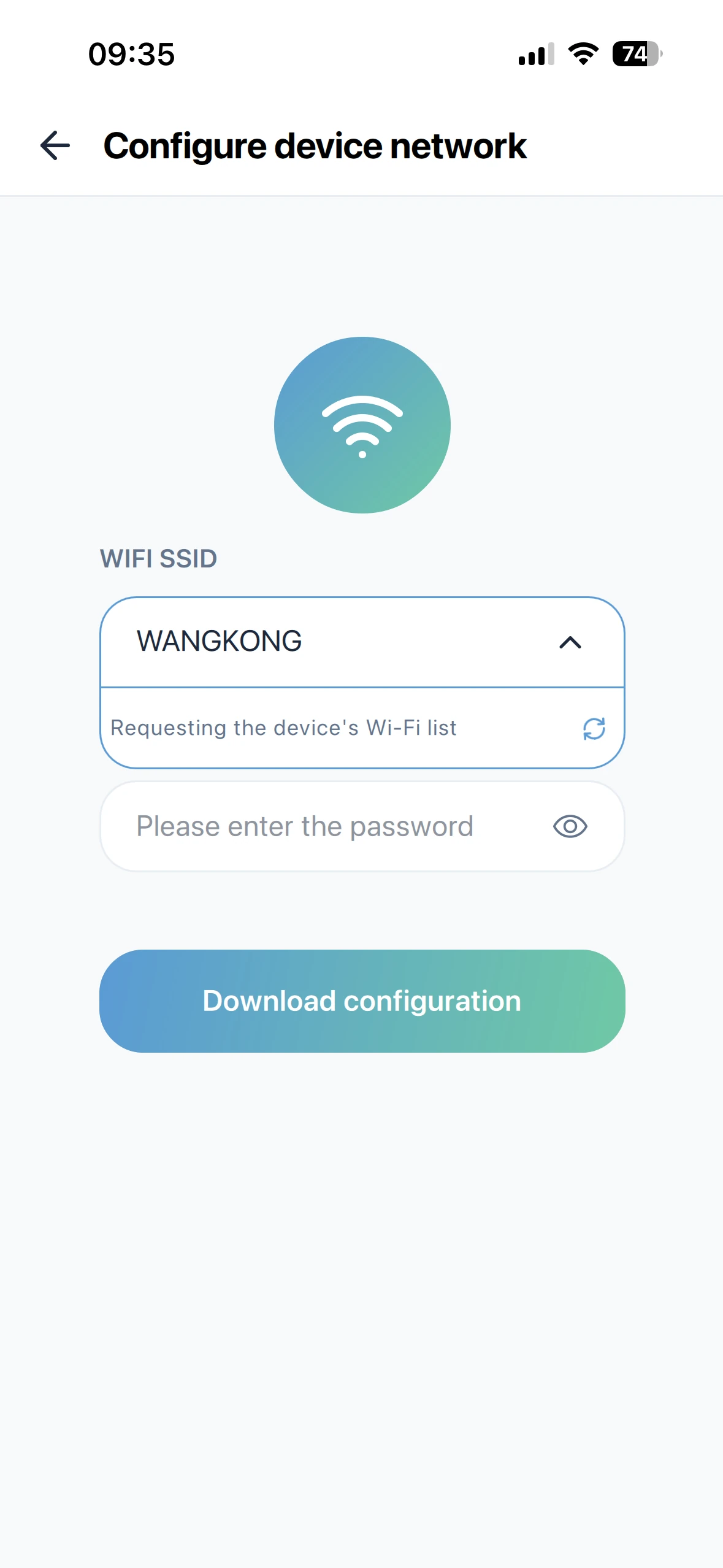 Monigear App - WiFi-Netzwerkliste auf dem Gerät