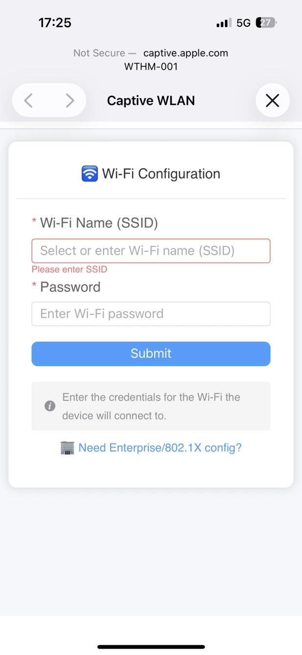 Monigear App - Captive Portal-Seite bei älteren Geräten