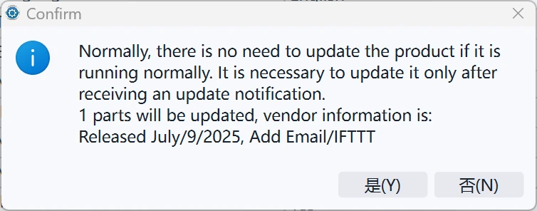 Dialog für verfügbares Online-Update