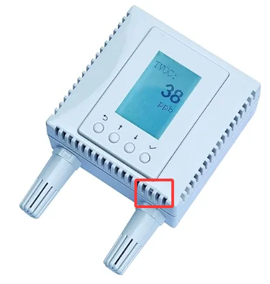 MN-NVOC CO2 sensor location inside device housing marked with red outline